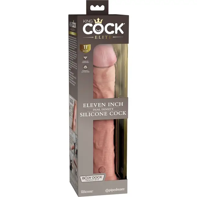 Телесный фаллоимитатор-реалистик King Cock Ellite Dual Density - 28 см - King Cock Elite. Фотография 6.