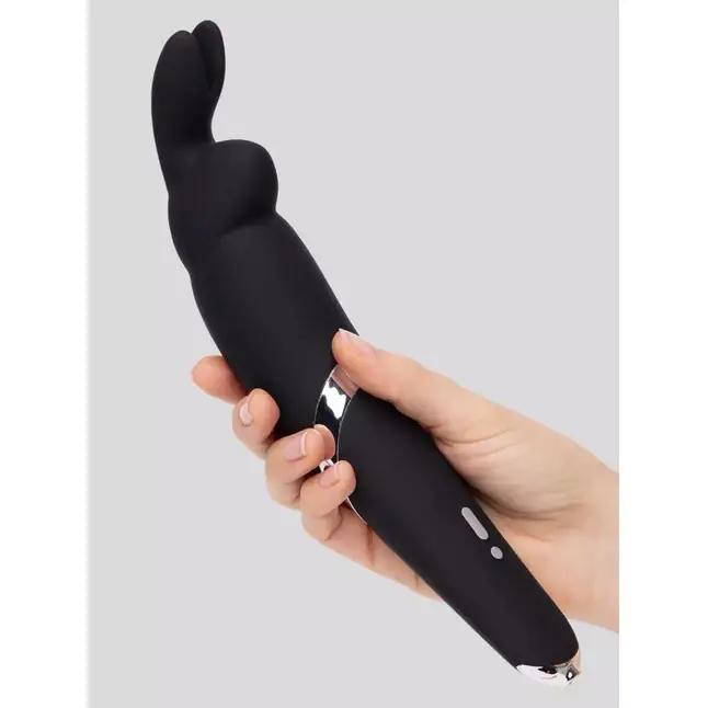 Черный вибратор Rabbit Rechargeable Wand Vibrator - 26,7 см. Фотография 6.