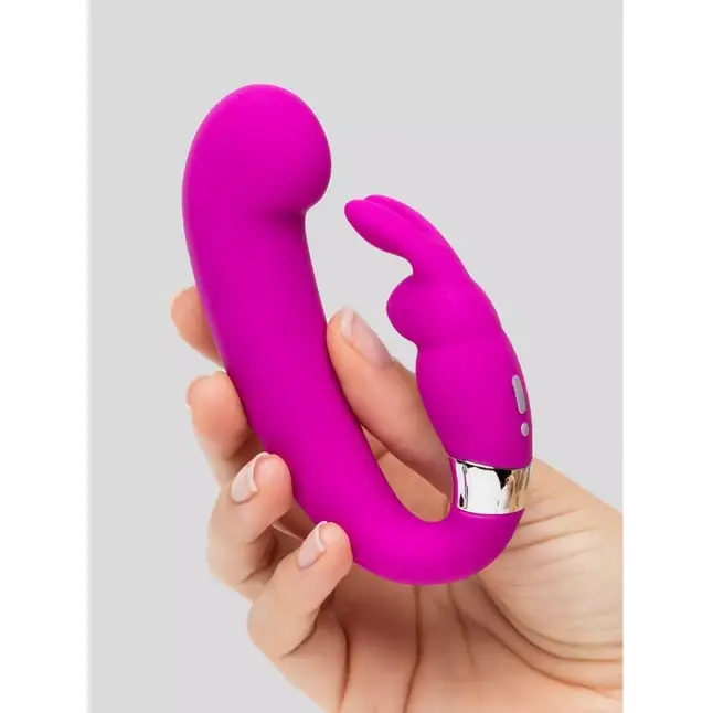Лиловый вибратор Mini G-Spot Curve Vibe с клиторальным зайчиком. Фотография 7.