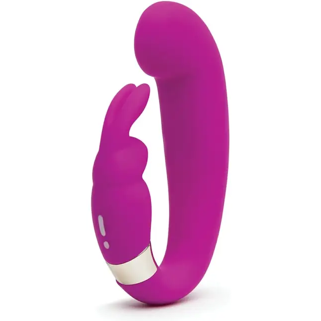 Лиловый вибратор Mini G-Spot Curve Vibe с клиторальным зайчиком