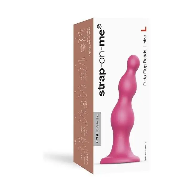 Розовая насадка Strap-On-Me Dildo Plug Beads size L. Фотография 2.