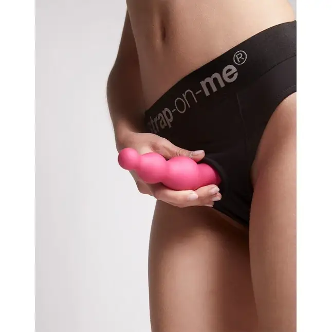 Розовая насадка Strap-On-Me Dildo Plug Beads size L. Фотография 4.