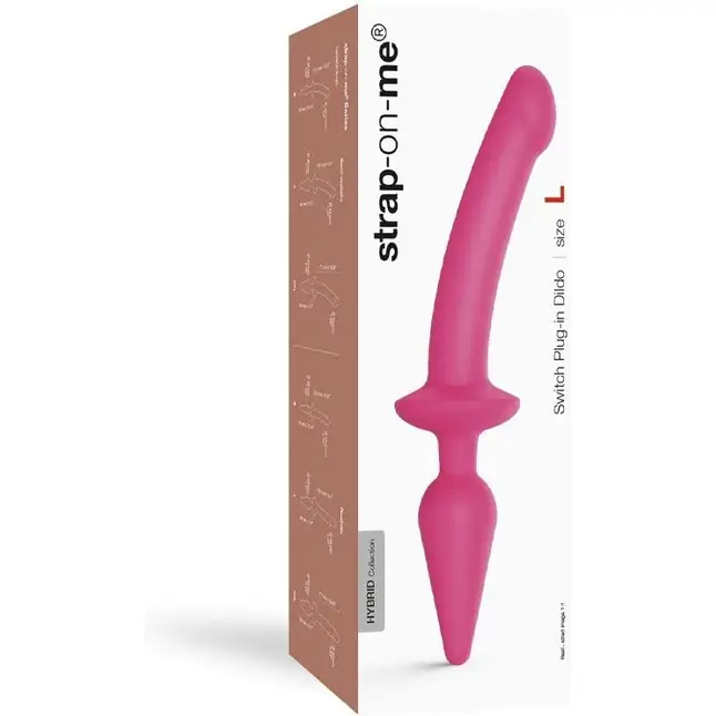 Розовый двусторонний фаллоимитатор Strap-On-Me Dildo Plug-In Switch size S. Фотография 2.