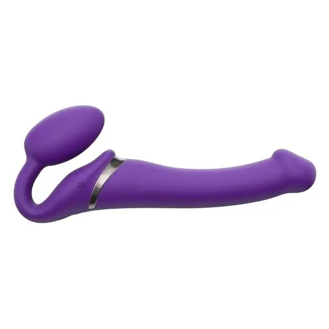 Фиолетовый безремневой вибрострапон Silicone Bendable Strap-On - size M