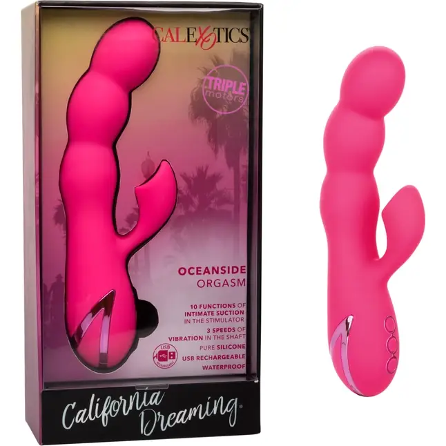 Розовый вибромассажер-кролик Oceanside Orgasm - California Dreaming. Фотография 13.
