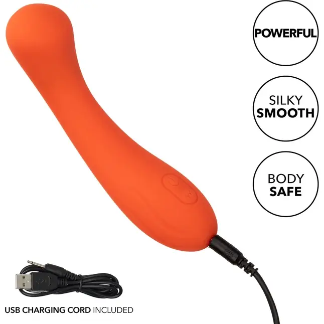 Оранжевый вибромассажер Liquid Silicone G-Wand - 15,25 см - Stella. Фотография 4.