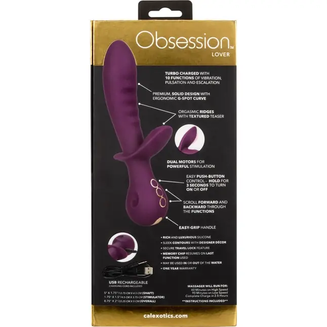 Фиолетовый универсальный вибратор Lover - 22,25 см - Obsession. Фотография 12.