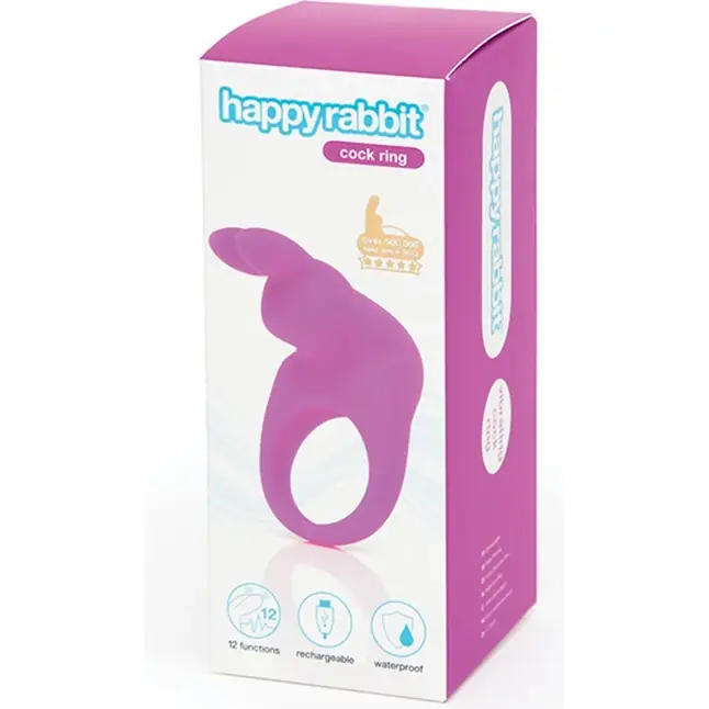 Фиолетовое эрекционное виброкольцо Happy Rabbit Rechargeable Rabbit Cock Ring. Фотография 2.