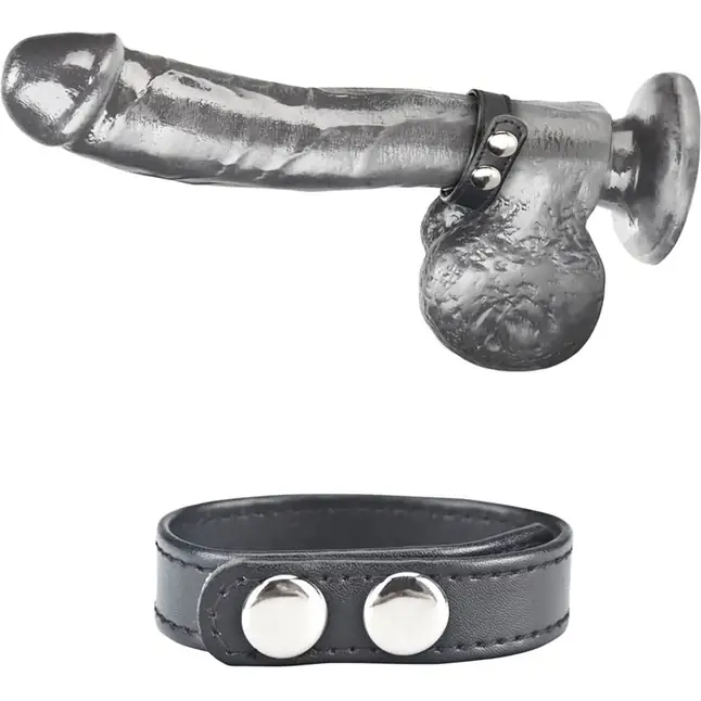 Кольцо на пенис SNAP COCK RING из искусственной кожи на клепках