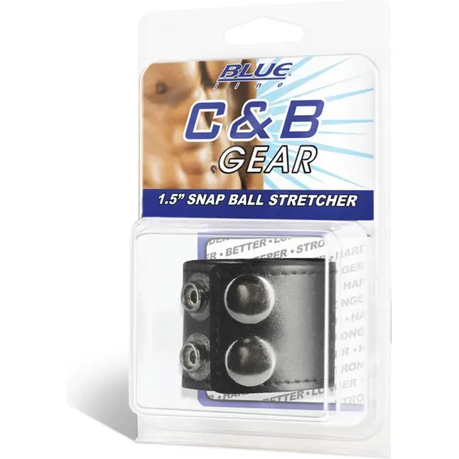 Хомут-утяжка для мошонки из искусственной кожи на клепках SNAP BALL STRETCHER. Фотография 4.