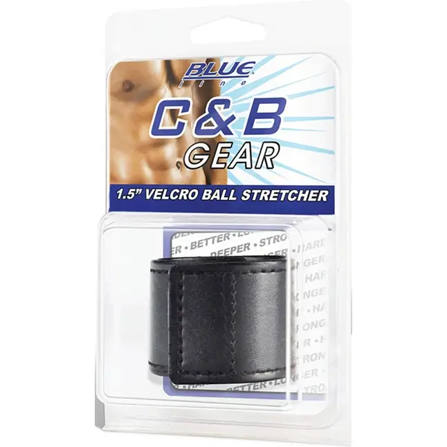 Хомут-утяжка для мошонки из искусственной кожи на липучке VELCRO BALL STRETCHER- 4 см. Фотография 2.