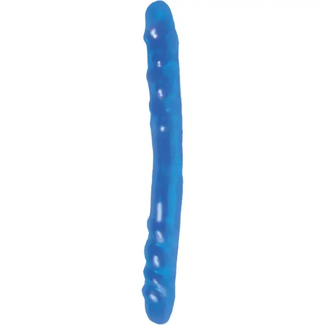 Двойной синий фаллоимитатор BASIX - 38,5 см - Basix Rubber Works. Фотография 2.