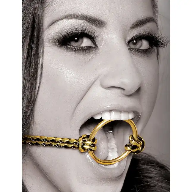 Чёрно-золтой кляп-рамка Open Mouth Gag - Fetish Fantasy Gold. Фотография 2.