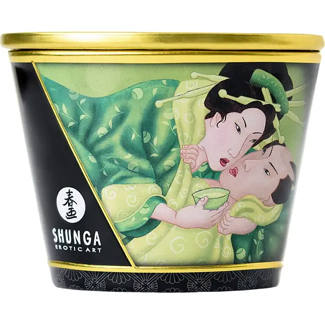 Массажная свеча Exotic Green Tea с ароматом зелёного чая - 170 мл. Фотография 4.