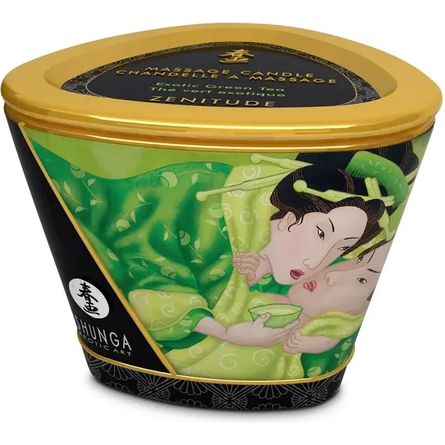Массажная свеча Exotic Green Tea с ароматом зелёного чая - 170 мл. Фотография 7.