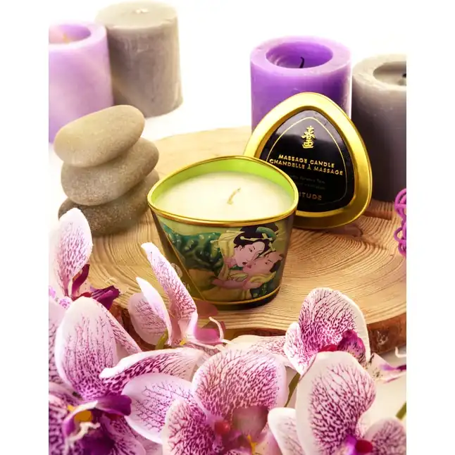 Массажная свеча Exotic Green Tea с ароматом зелёного чая - 170 мл. Фотография 8.