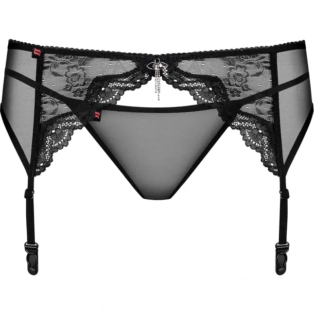 Кружевной пояс для чулок Charms с украшением из сверкающих кристаллов - Sexy. Фотография 3.