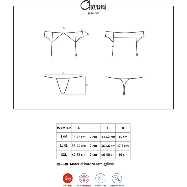 Кружевной пояс для чулок Charms с украшением из сверкающих кристаллов - Sexy. Фотография 5.