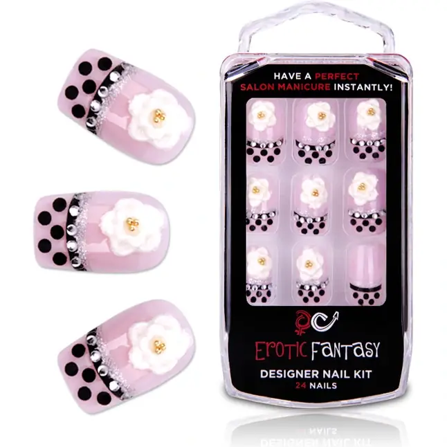 Типсы для ногтей из акрила Black Dots Crystal