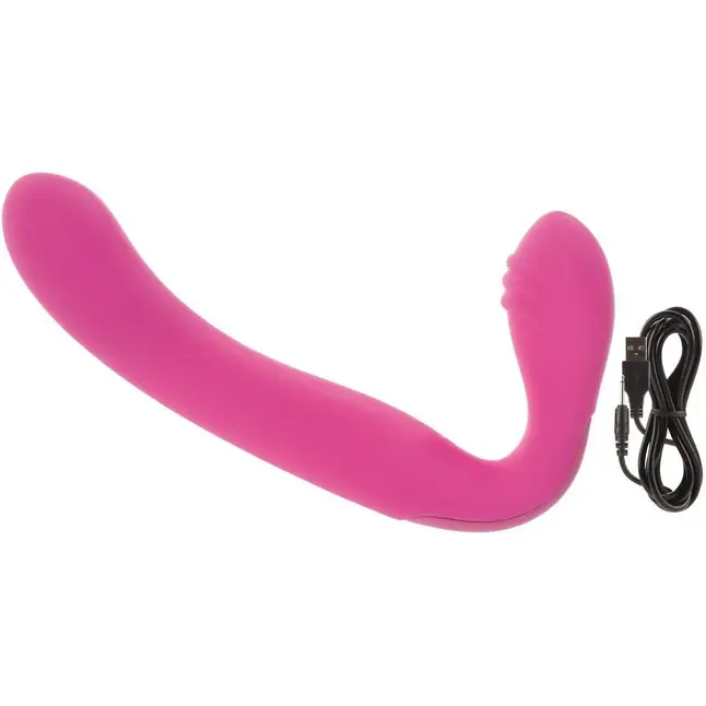 Розовый перезаряжаемый водонепроницаемый страпон Rechargeable Silicone Love Rider Strapless Strap-On - Love Rider