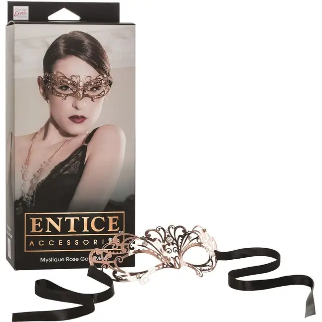 Золотистая маска из никеля с имитацией кристаллов Entice Mystique Mask - Entice. Фотография 2.
