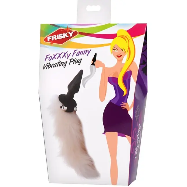 Анальный плуг с игривым пушистым хвостиком White Fox Tail Vibrating Butt Plug - 10 см - Frisky. Фотография 4.