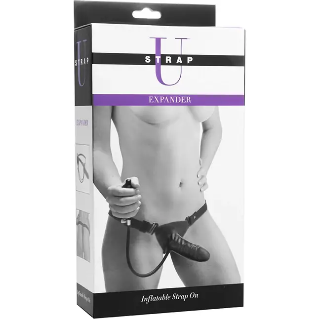 Женский страпон с грушей для надувания - 15 см - Strap U. Фотография 3.