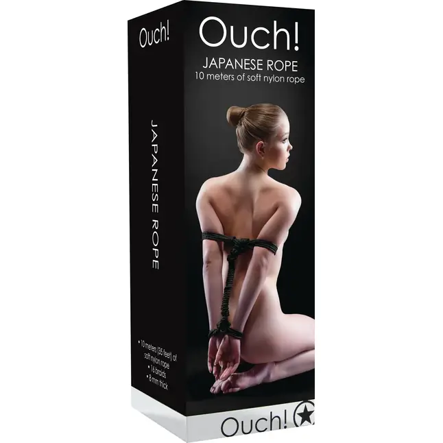 Черная веревка для бандажа Japanese rope - 10 м - Ouch!. Фотография 3.
