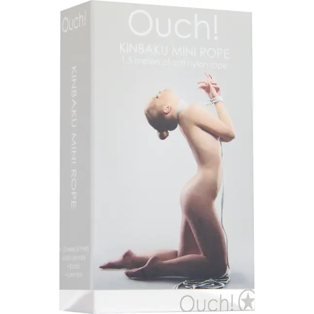 Белая нейлоновая веревка для бандажа Kinbaku Mini - 1,5 м - Ouch!. Фотография 2.