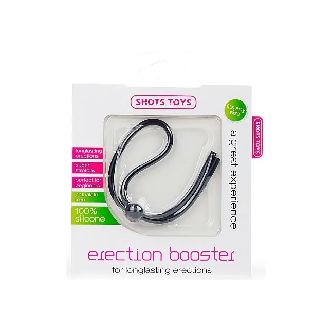 Черное лассо на пенис Erection Booster - Shots Toys. Фотография 2.