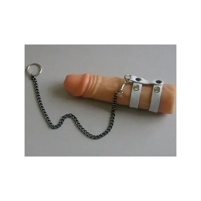 Белый поводок на пенис с двумя ремешками - BDSM accessories