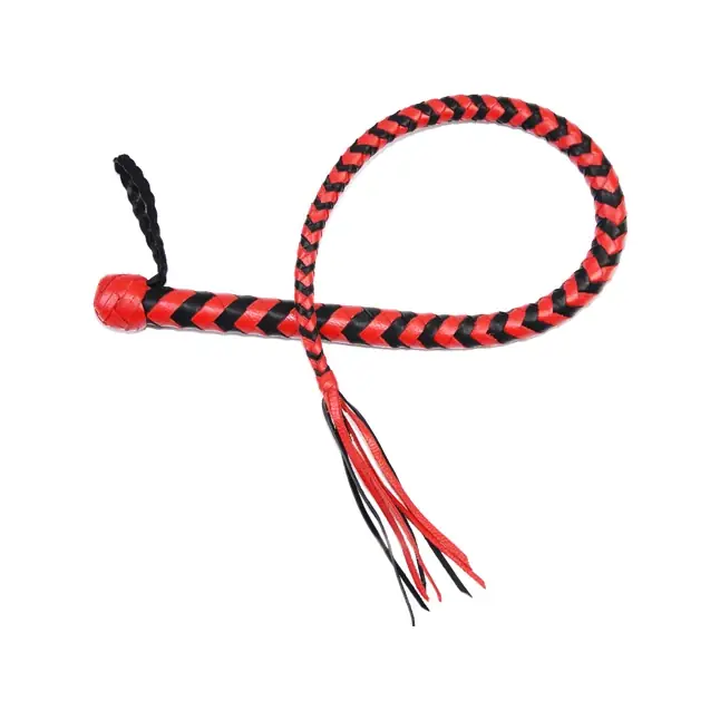 Красно-черная кожаная плеть - 70 см - BDSM accessories