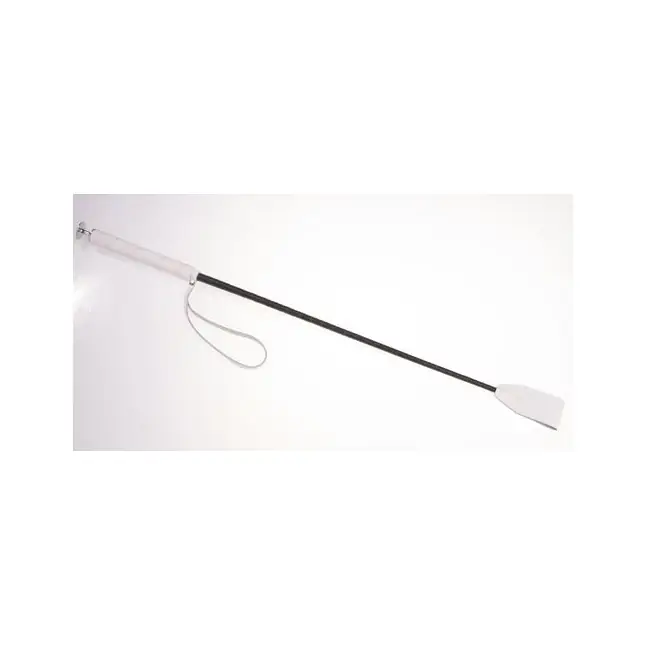 Белый стек с кожаной ручкой - 70 см - BDSM accessories