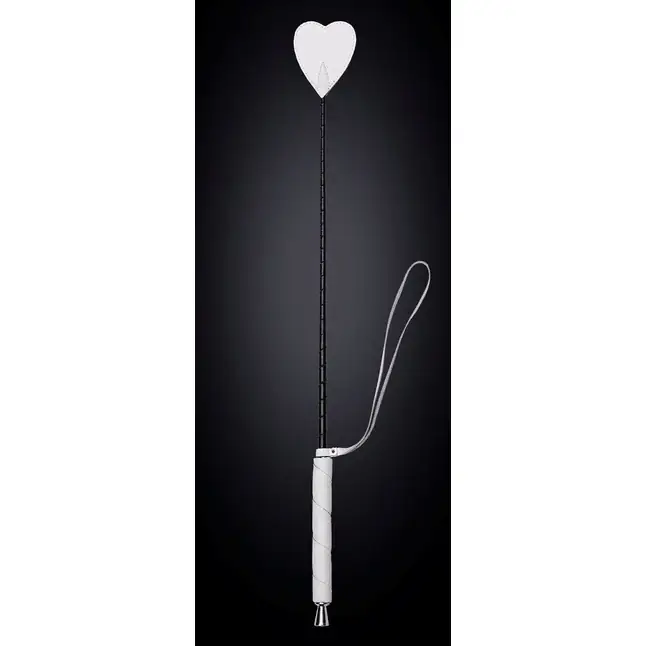 Белый стек из кожи с наконечником-сердечком - 70 см - BDSM accessories