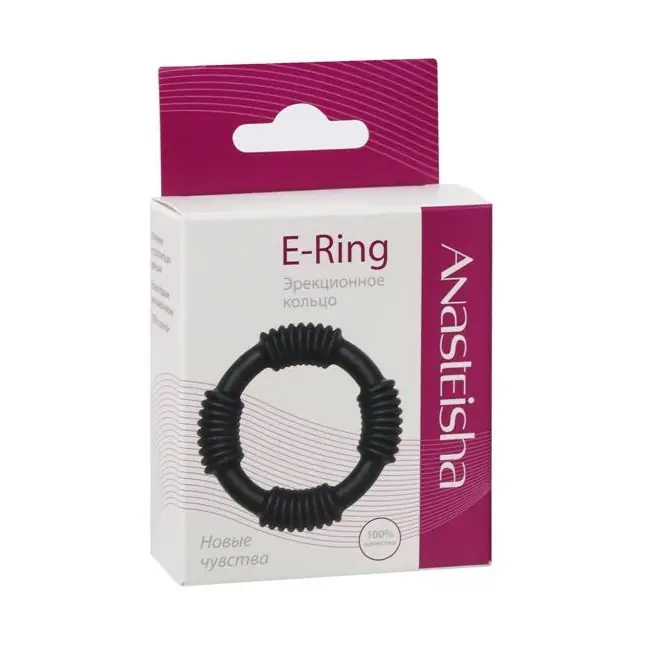 Черное эрекционное кольцо E-Ring. Фотография 2.