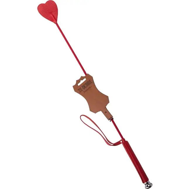 Красный стек с наконечником-сердечком - 60 см - BDSM accessories. Фотография 2.
