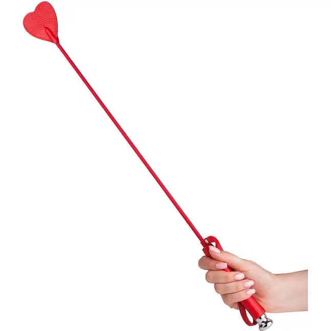 Красный стек с наконечником-сердечком - 60 см - BDSM accessories. Фотография 5.