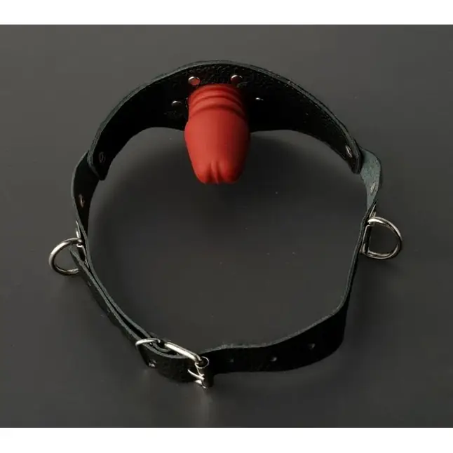 Кляп-фаллос на чёрных ремешках - BDSM accessories