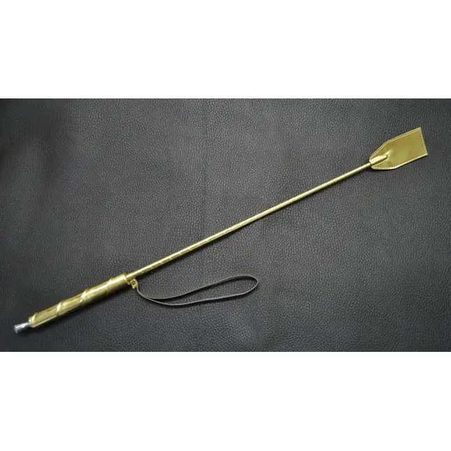 Золотистый стек с деревянной ручкой - 70 см - BDSM accessories