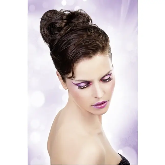 Чёрные ресницы с красными и серебрянными стразами - Eyelashes Collection. Фотография 2.