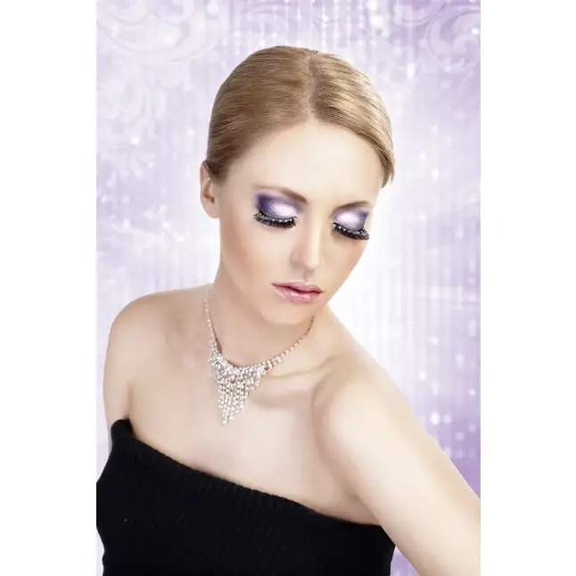 Чёрные ресницы с серебристыми стразами - Eyelashes Collection. Фотография 2.
