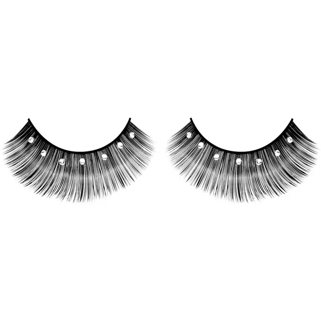Чёрные ресницы с серебристыми стразами - Eyelashes Collection