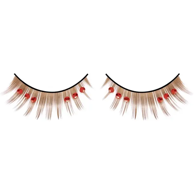 Коричневые ресницы с красными стразами - Eyelashes Collection