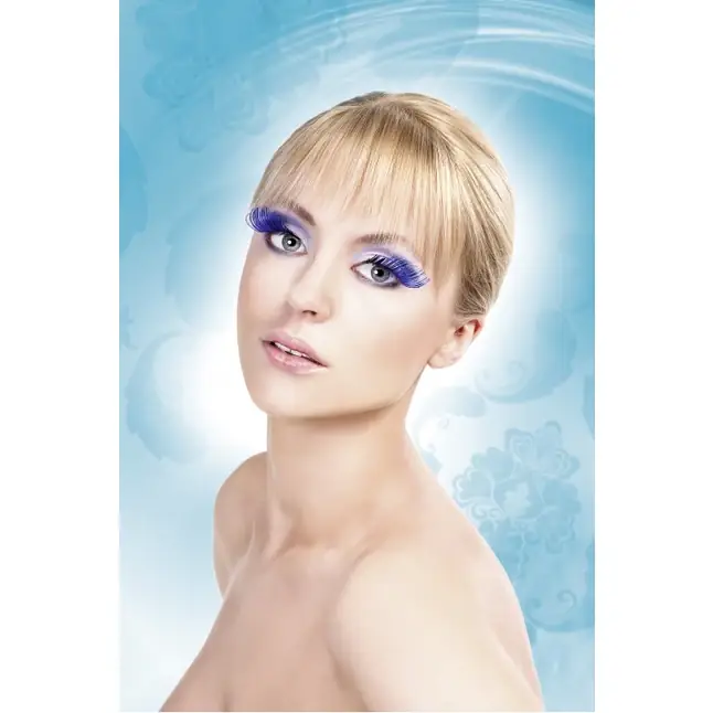 Светло-синие завитые ресницы-перья - Eyelashes Collection. Фотография 2.