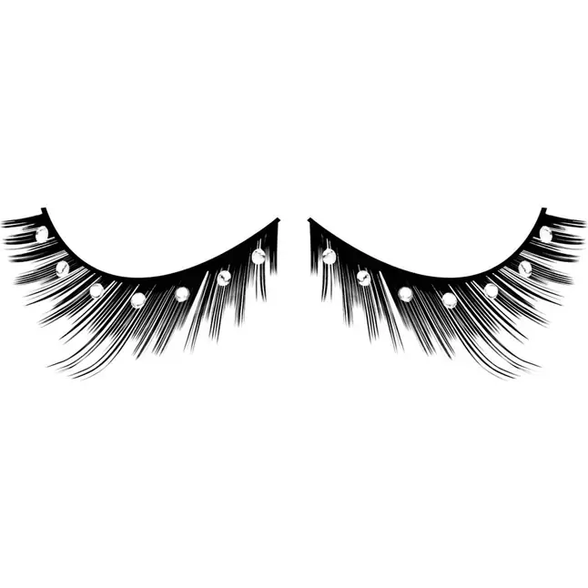 Черные пушистые ресницы с белыми кристаллами - Eyelashes Collection