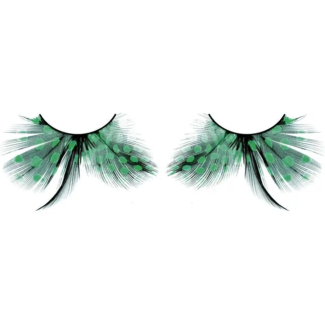 Бирюзовые ресницы-перья в горошек - Eyelashes Collection
