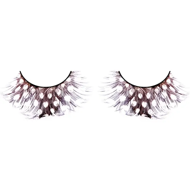 Коричневые ресницы-перья в белый горошек - Eyelashes Collection