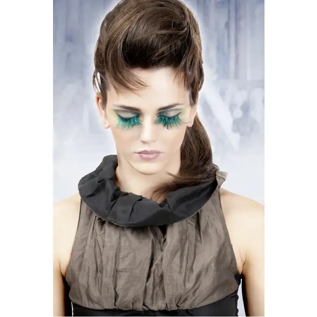Ярко-голубые ресницы-перья - Eyelashes Collection. Фотография 2.
