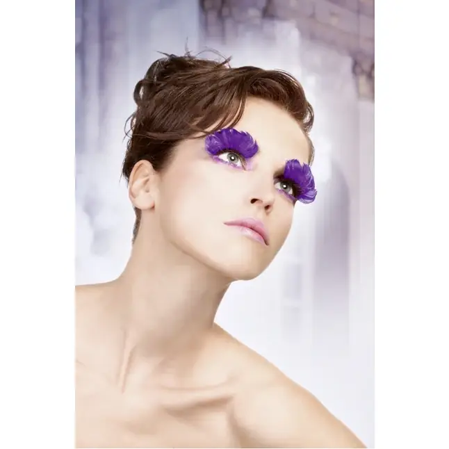 Фиолетовые ресницы из перьев - Eyelashes Collection. Фотография 2.