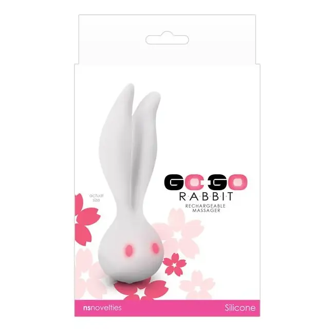 Белый вибромассажёр с ушками Go-Go Rabbit - 13,5 см. Фотография 2.